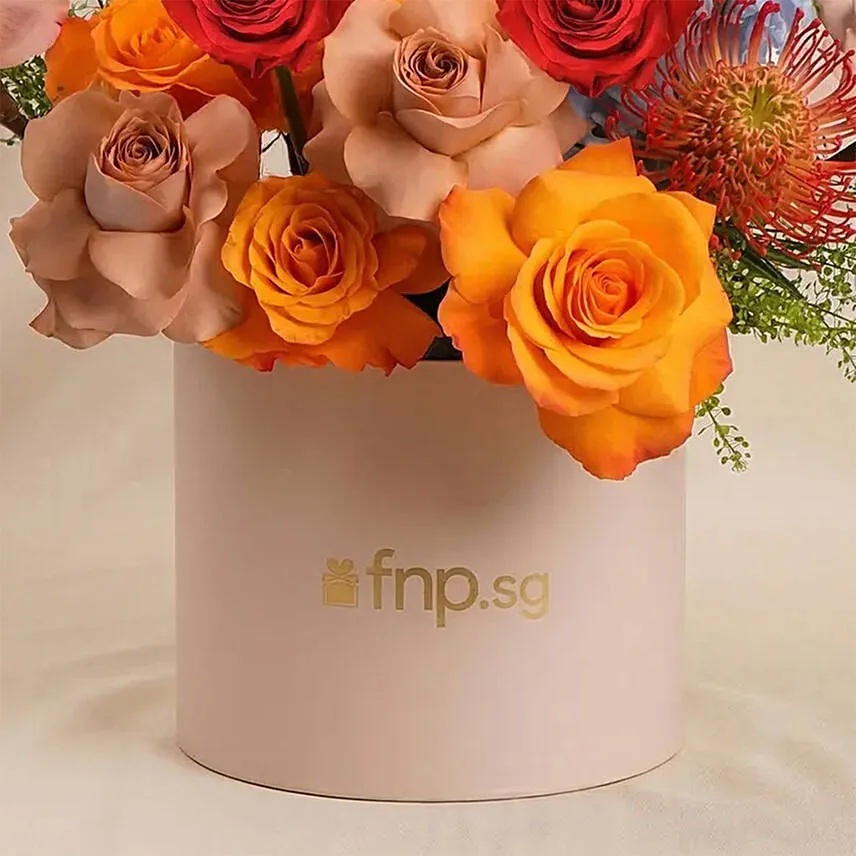 Sunset Flowers Arrangement Box