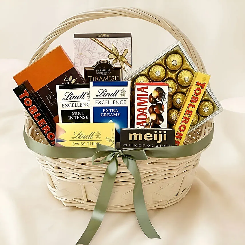 Exotic Chocolates Brown Willow Basket