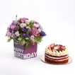 Elegant Birthday Blooms with Red Velvet Cake
