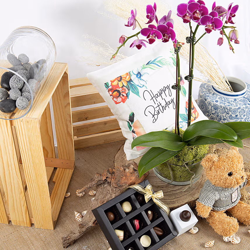 Birthday Wishes Combo with Orchid