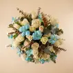 Deluxe Roses n Sky-Blue Tulips Vase