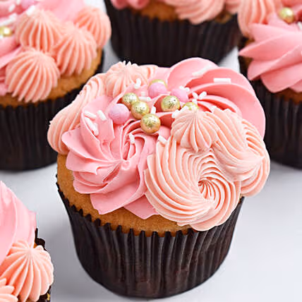 Delicious Vanilla Cupcake Delight - 6 Piece Set