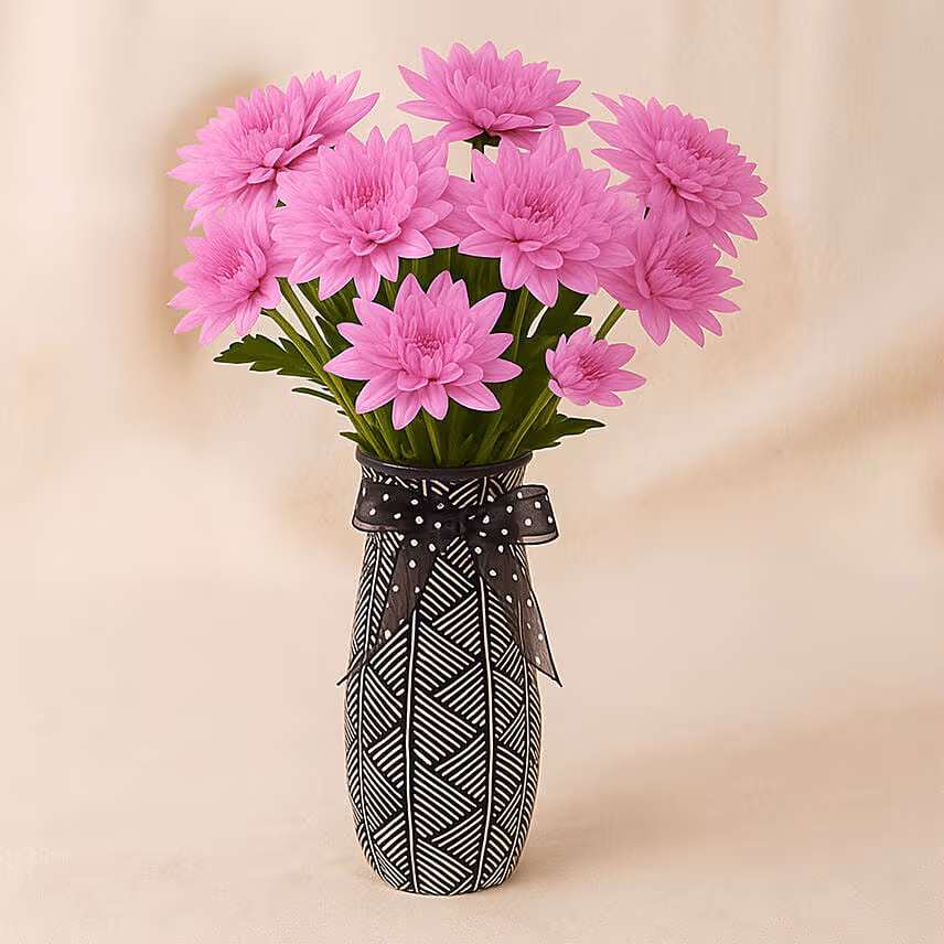 Mothers Day Chrysanthemum Flowers Vase