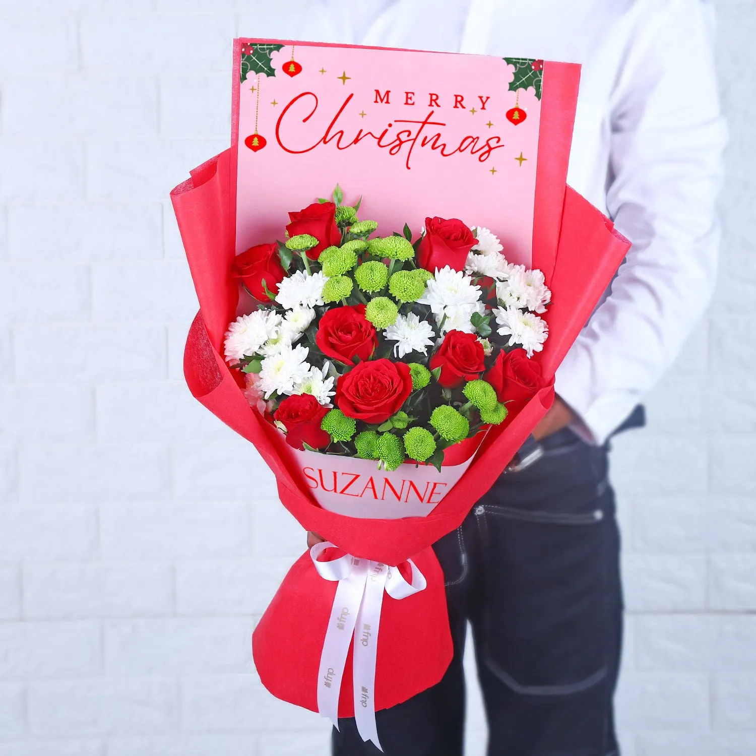 Personalised Merry Christmas Flower Bouquet