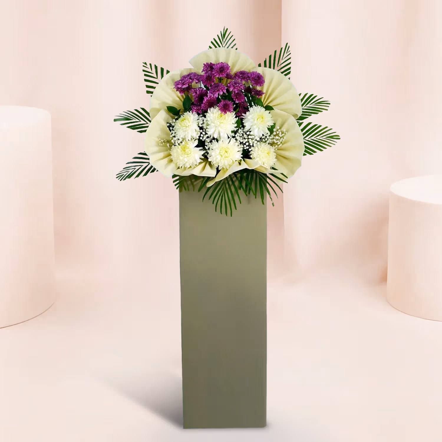 Eternal Condolence Mixed Flowers Grey Stand