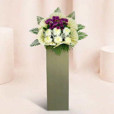 Eternal Condolence Mixed Flowers Grey Stand