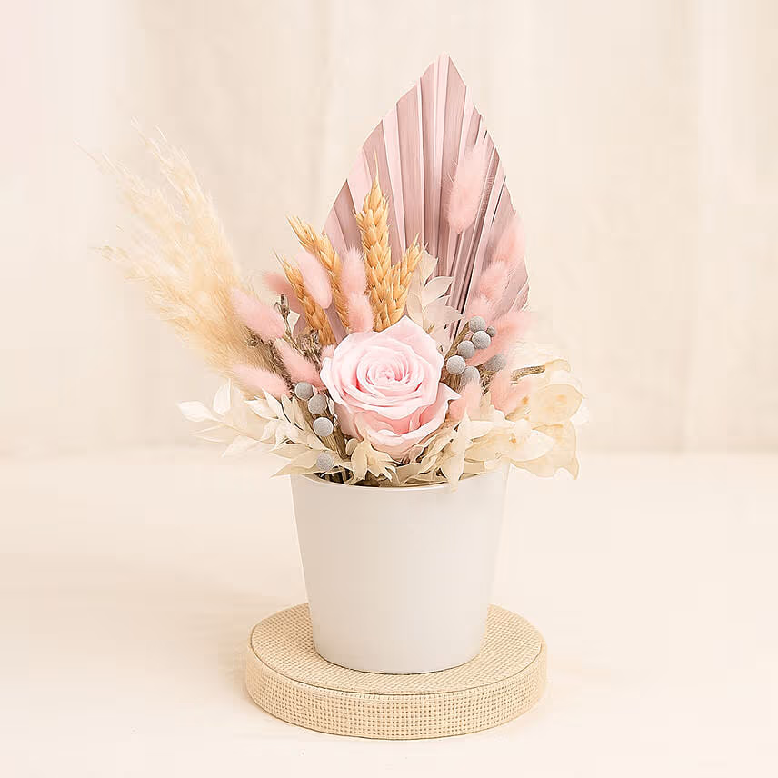 Graceful Pink Preserved Flower Vase