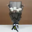 Elegant White Roses Bouquet with Delicate Fruit Cake