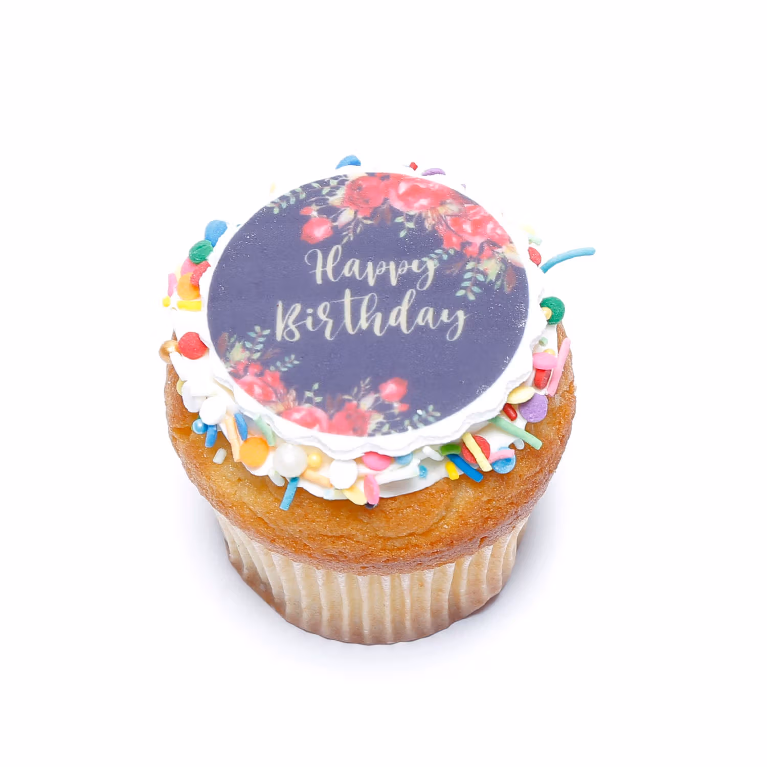 Delicious Chocolate Happy Birthday Cupcakes - 6 Pieces