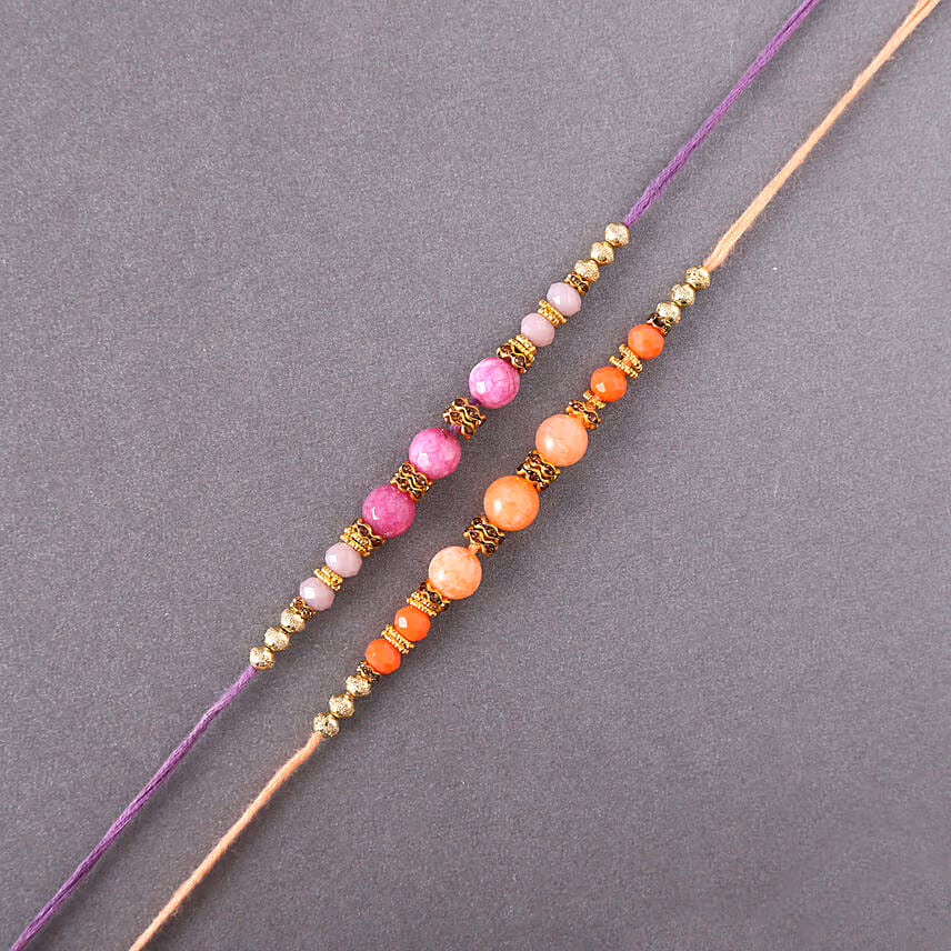 Sneh Peachy Rakhi Set & Besan Ladoos