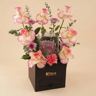 Dearest Mom Flowers & Chocolate Cake Box