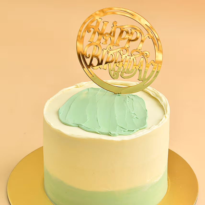 Designer Cake with Happy Birthday Topper