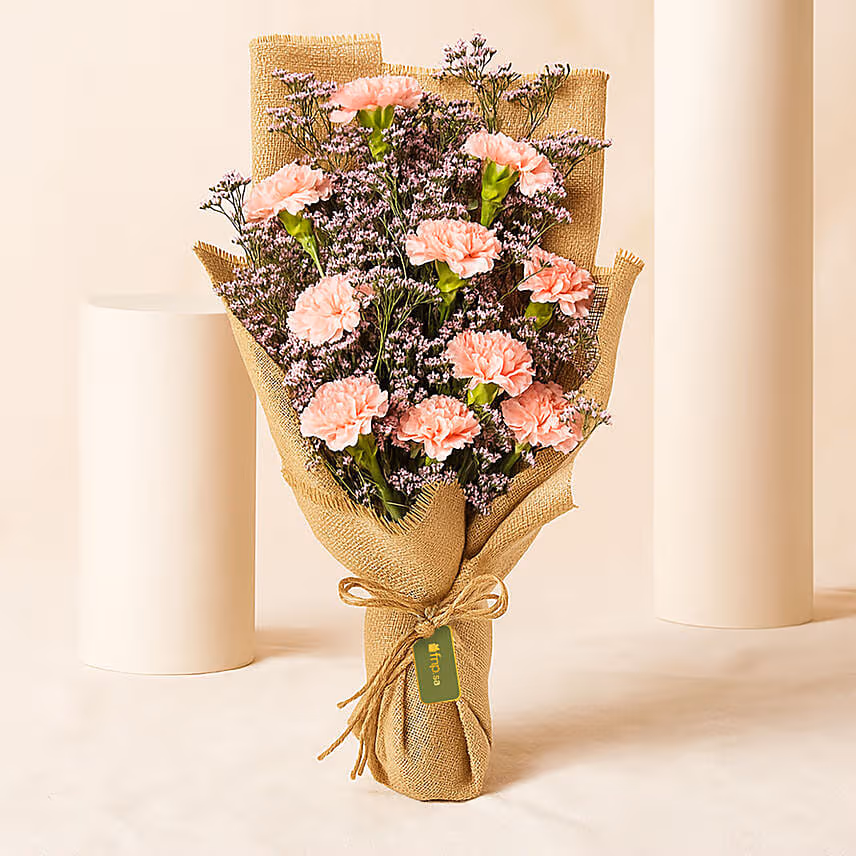 Lovely Pink Carnations Bouquet for mom