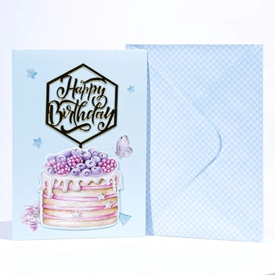 Elegant Birthday Gift Card with Cake Design