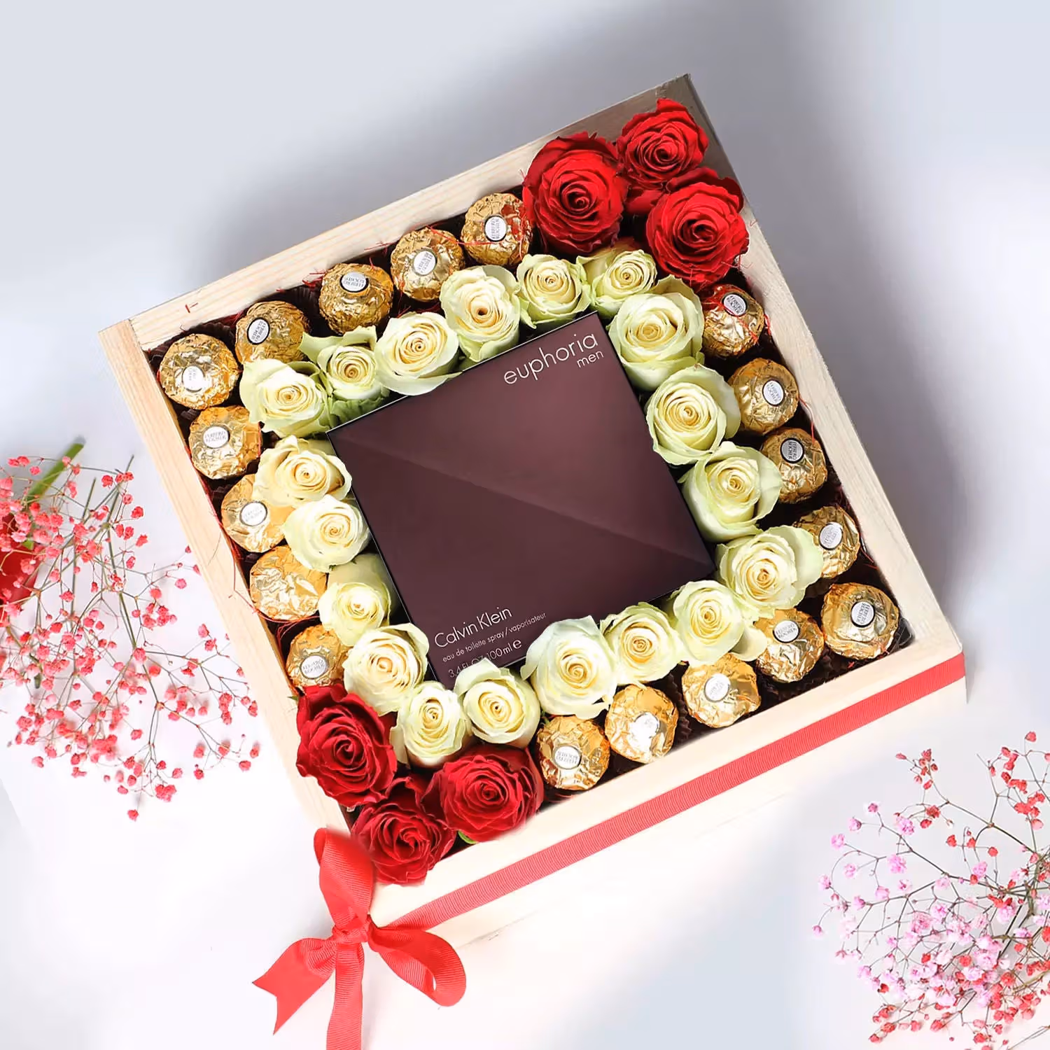 Luxurious Gift Set: Euphoria for Him with Roses and Ferrero Rocher