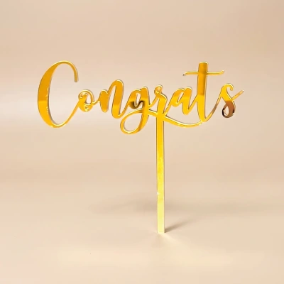 Gold Congrats Cake Topper - Perfect for Celebrations
