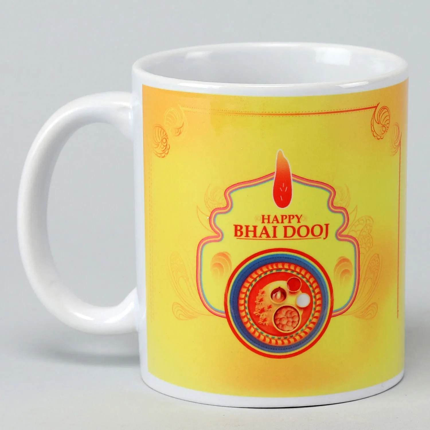 Ceramic Happy Bhai Dooj Festive Mug - Perfect Gift for Brothers