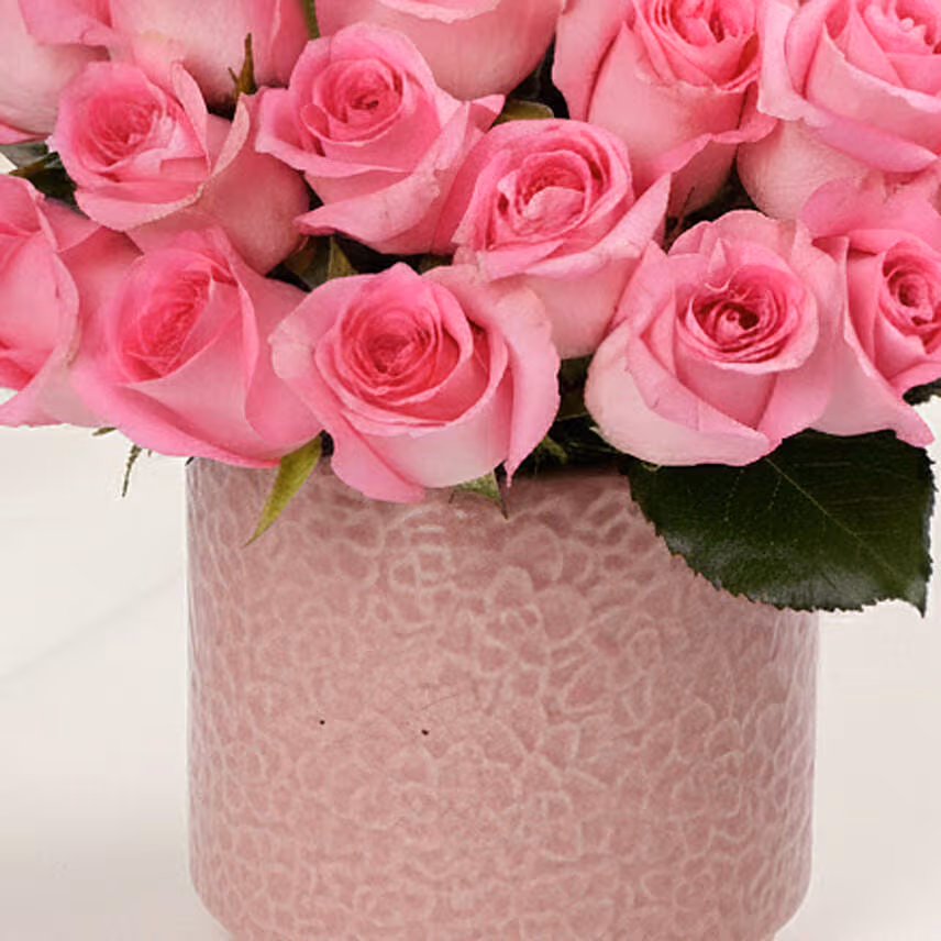 Premium Vase Pink Rose Valentine's Gift for Vday