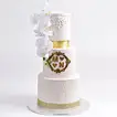 Choco Elegance Engagement Cake with Floral & Gold Accents
