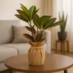 Elegant Jute Wrapped Croton Plant - Vibrant Indoor Decor