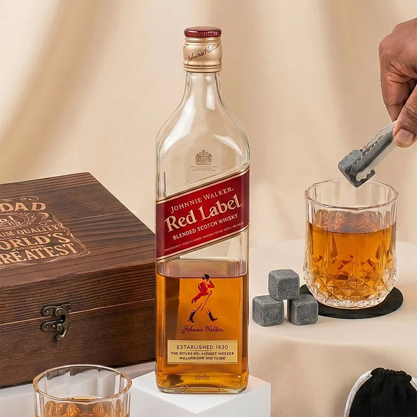Whiskey Glass Set and Johnnie Walker Red Label for Dad