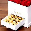 Luxurious Classic Red Roses with Ferrero Rocher in an Elegant White Box