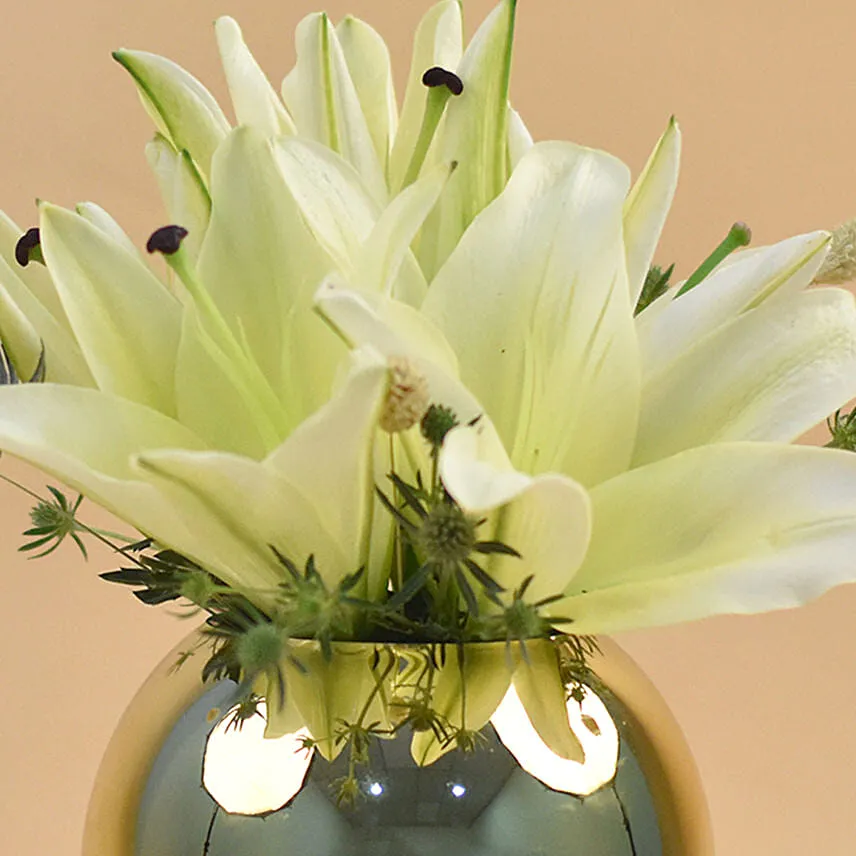 Classy Yellow Lily Fish Bowl Vase