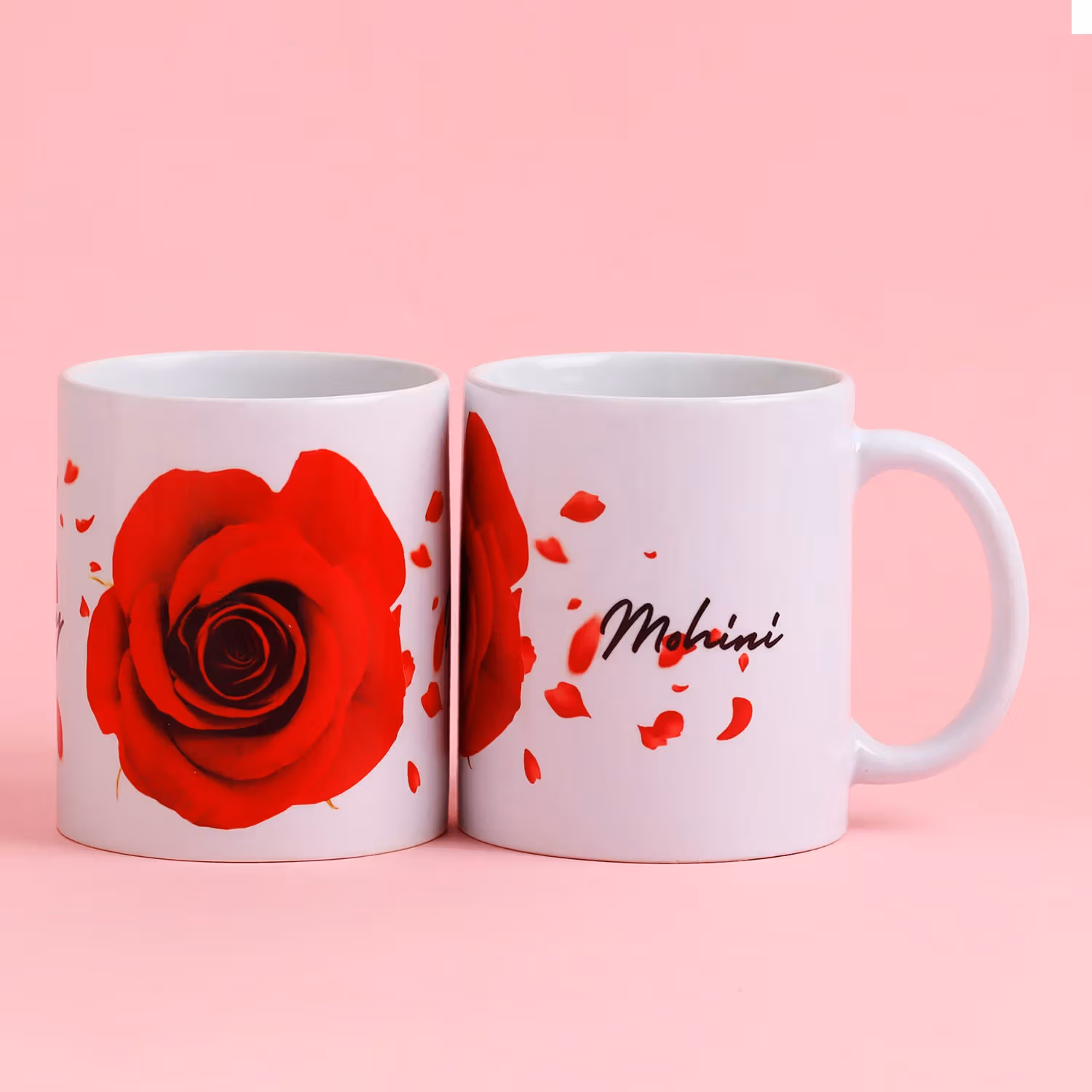 Blooming Love Personalized Ceramic Mug Set - Perfect Gift for Couples