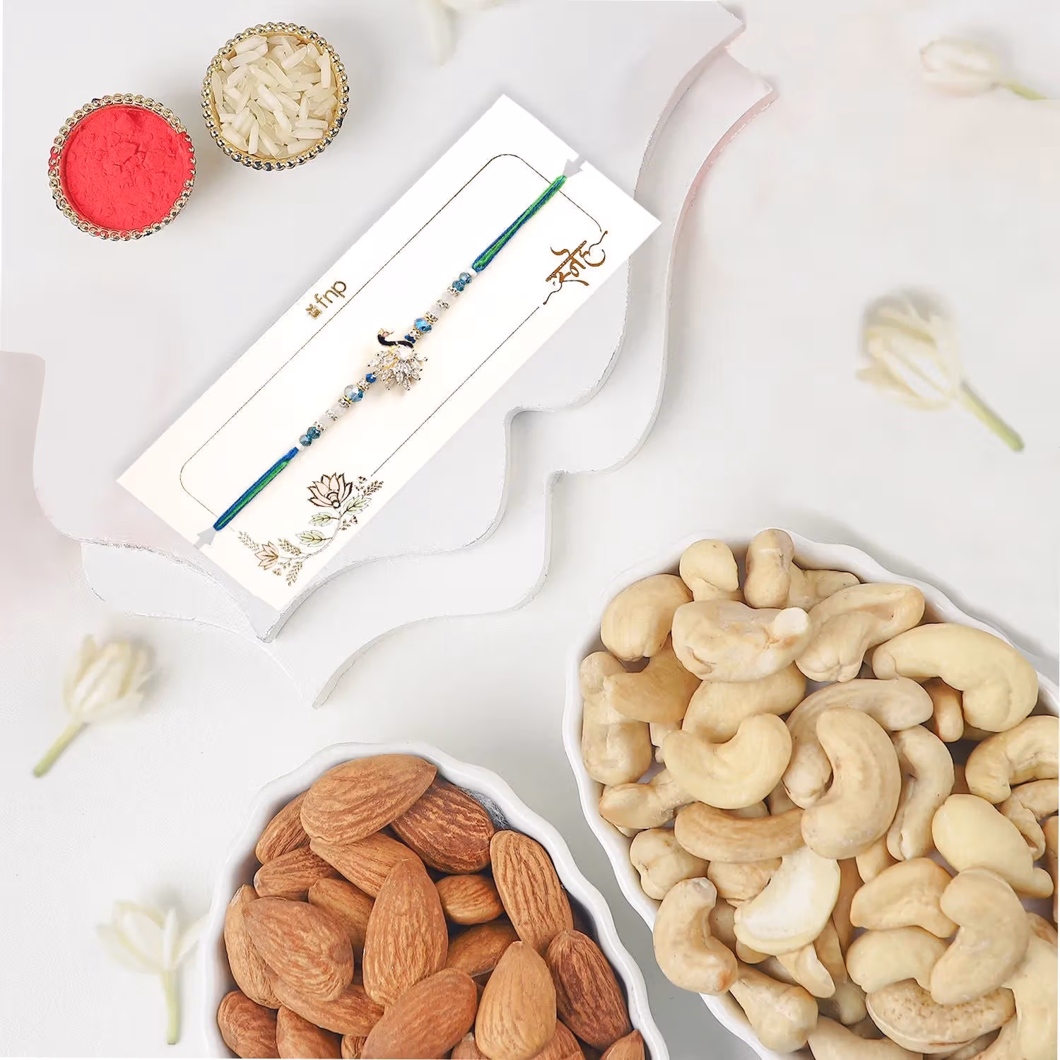 Ethnic Peacock Rakhi With Dryfruits