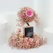 YSL Black Opium Perfume Gift Set with Elegant Pink Floral Arrangement