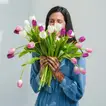 Painted Skies Tulip Bouquet in Elegant Glass Vase