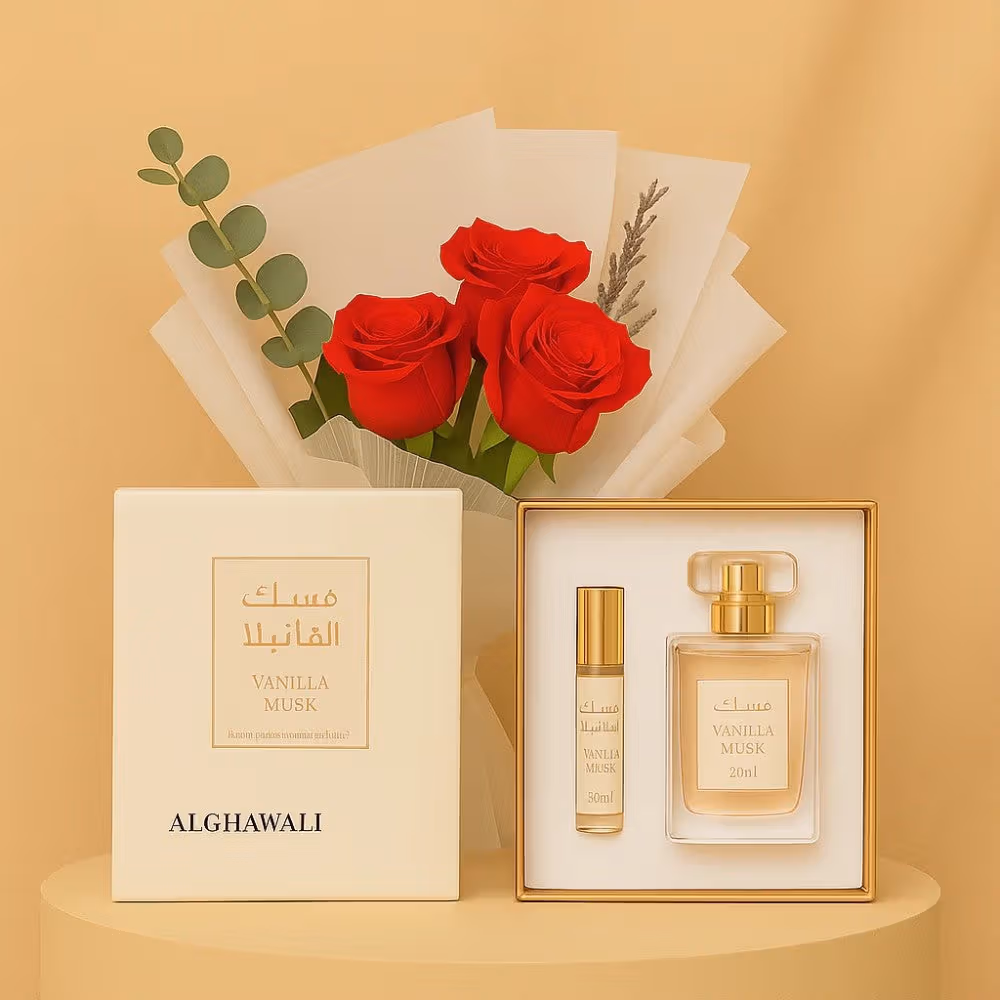 Luxurious Rose Bouquet with Alghawaly - Apple Musk