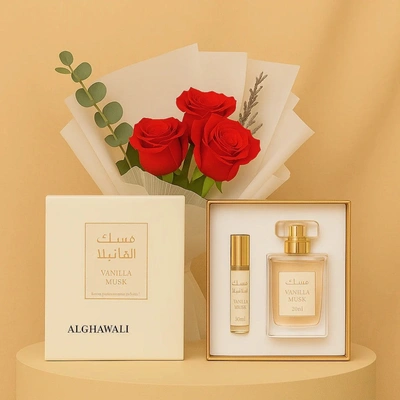 Luxurious Rose Bouquet with Alghawaly - Vanilla Musk