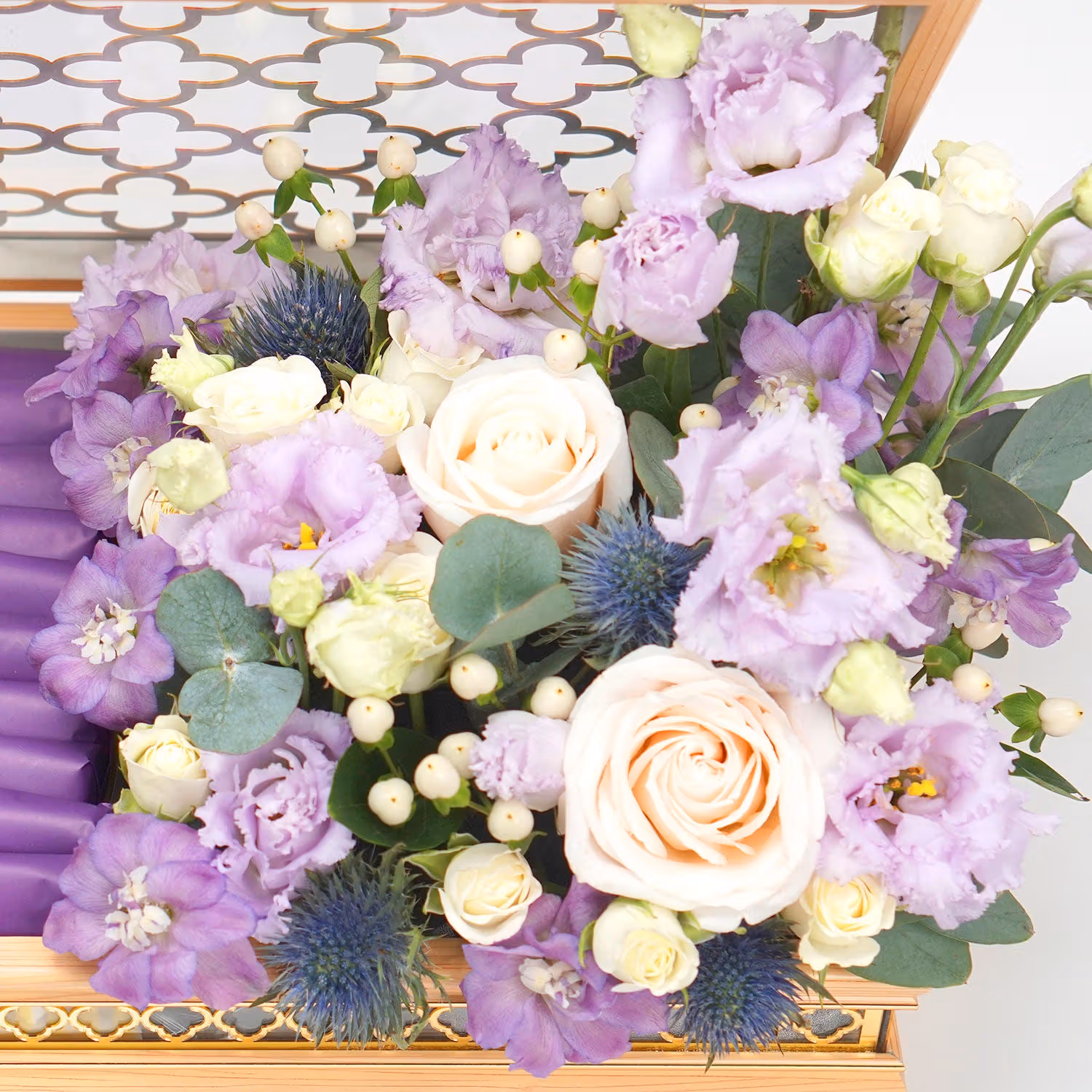Elegant Mixed Flowers & Chocolates Golden Case