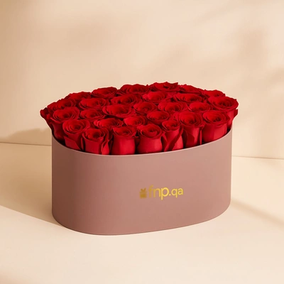 Elegant 40 Roses Arrangement in Large Oval Box - Red