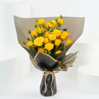 Radiant She Blooms Bouquet - Vibrant Yellow Spray Roses