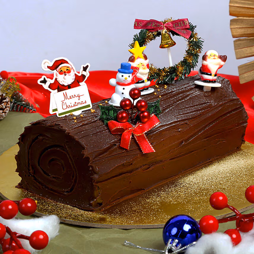 Decorative Chocolate Log Cake