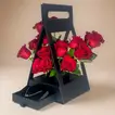 Midnight Romance Rose Box with Heartbeat Crystal Necklace