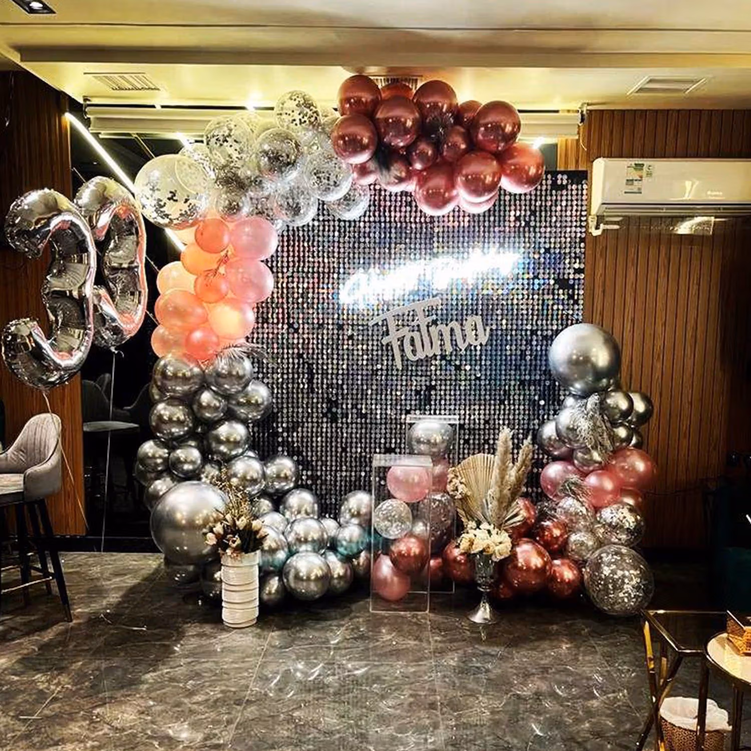 Personalised Glittery Birthday Balloon Decor
