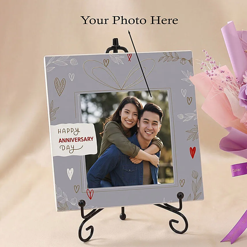 Anniversary Gift Preserved Roses Bouquet and Frame