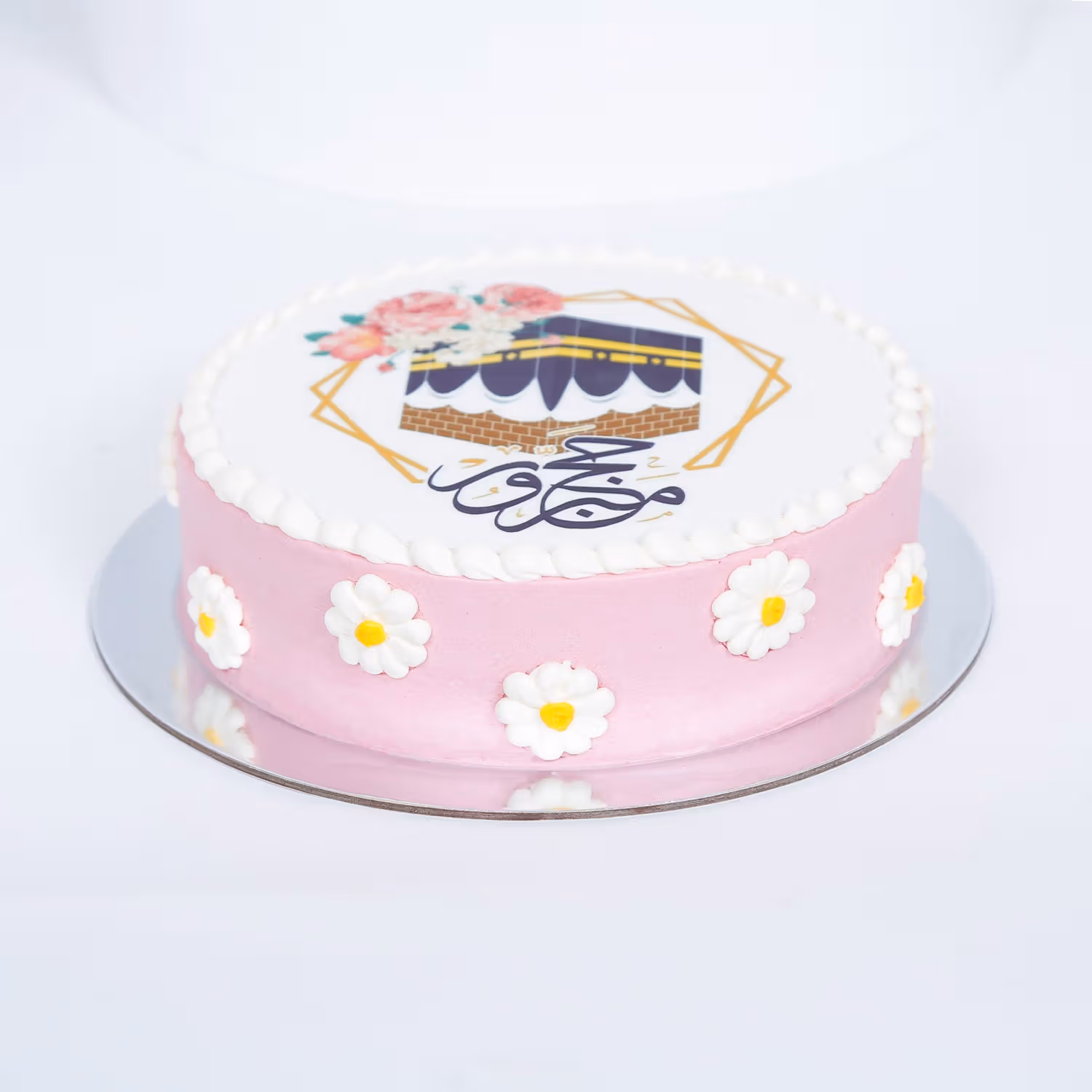 Elegant Hajj Mabrour Cake & Blooming Red Rose Bouquet