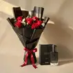 Elegant Valentine Bouquet with Ajmal Carbon Perfume