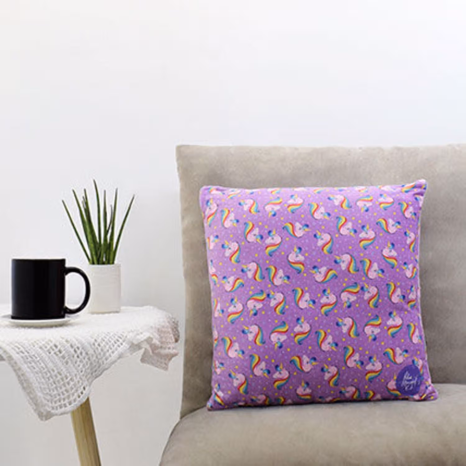 Unicorn Printed Square Pillow