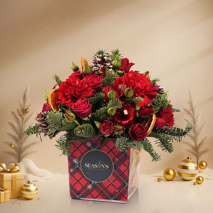 Merry Red Christmas Floral Box