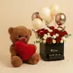Happiness Box | Rose, Chocolates n Balloons - With Small Teddy