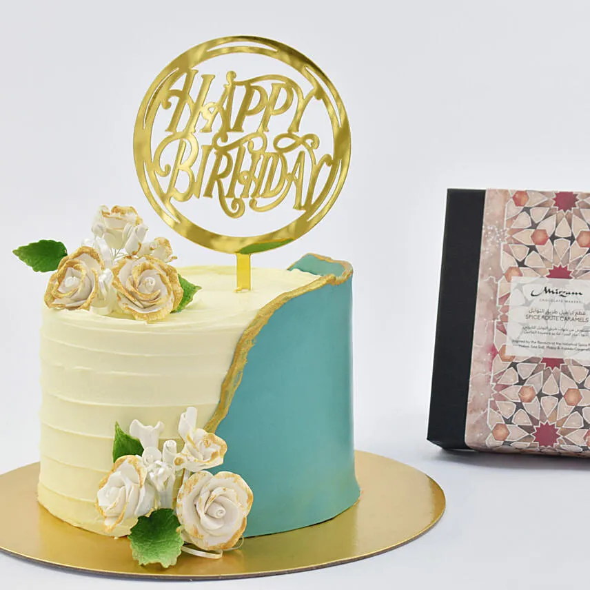 Your Special Birthday Celebration Vanilla Cake and Mirzam Chocolates