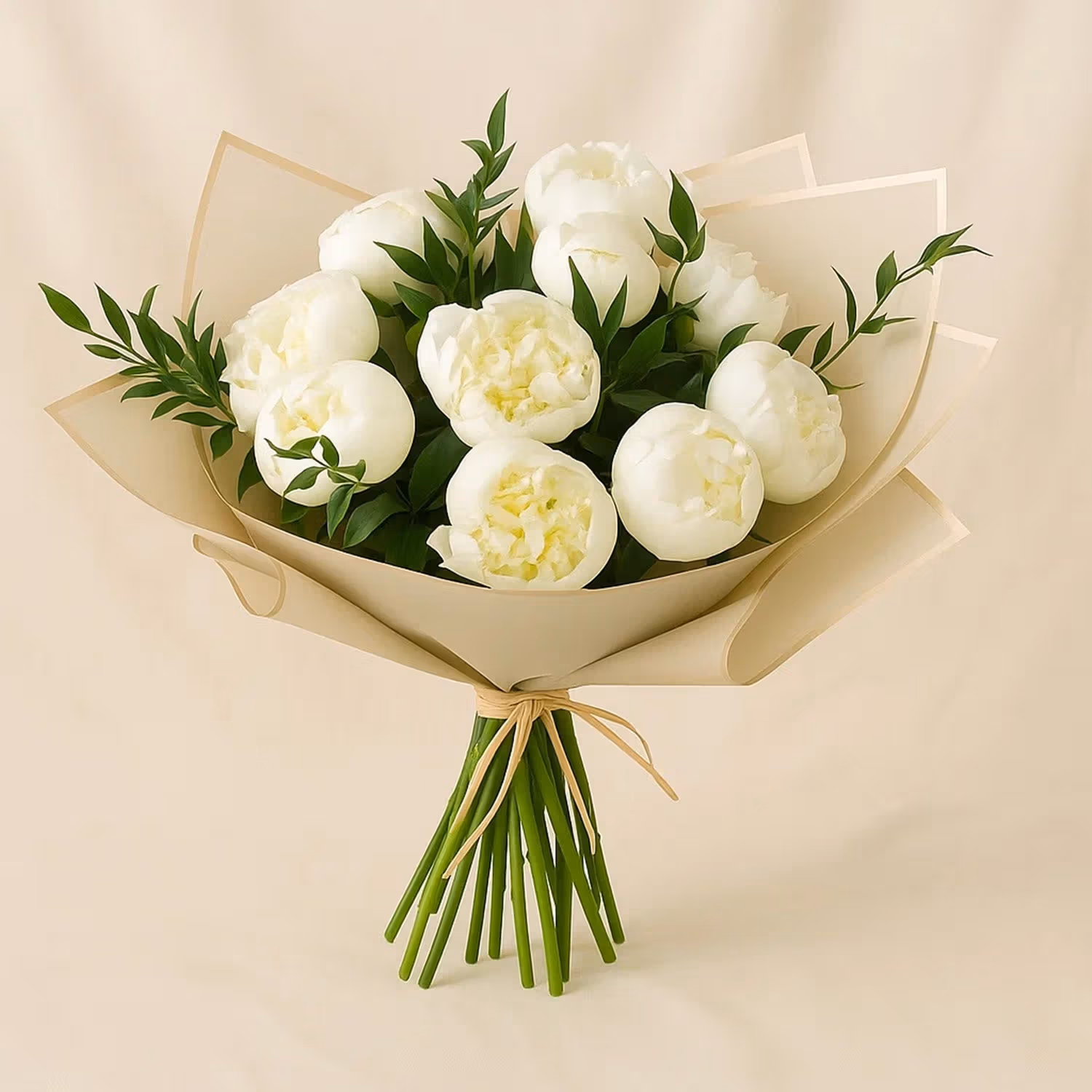 Elegant White Peonies Large Bouquet