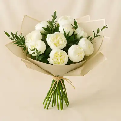 Elegant White Peonies Large Bouquet