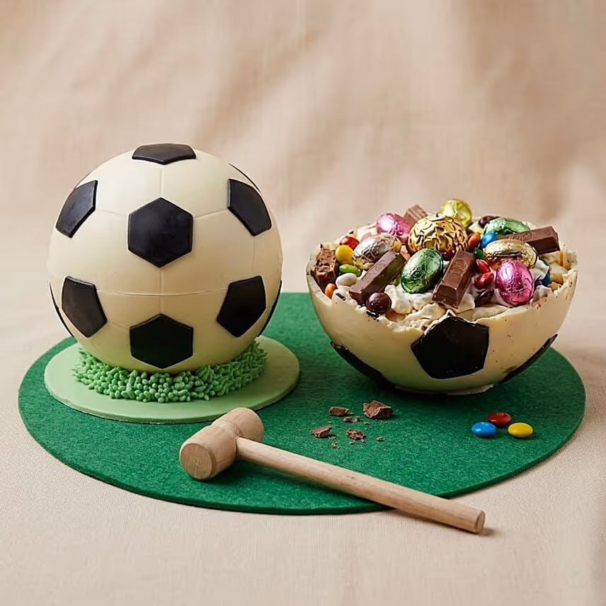 Football Chocolate Pinata Smash Cake