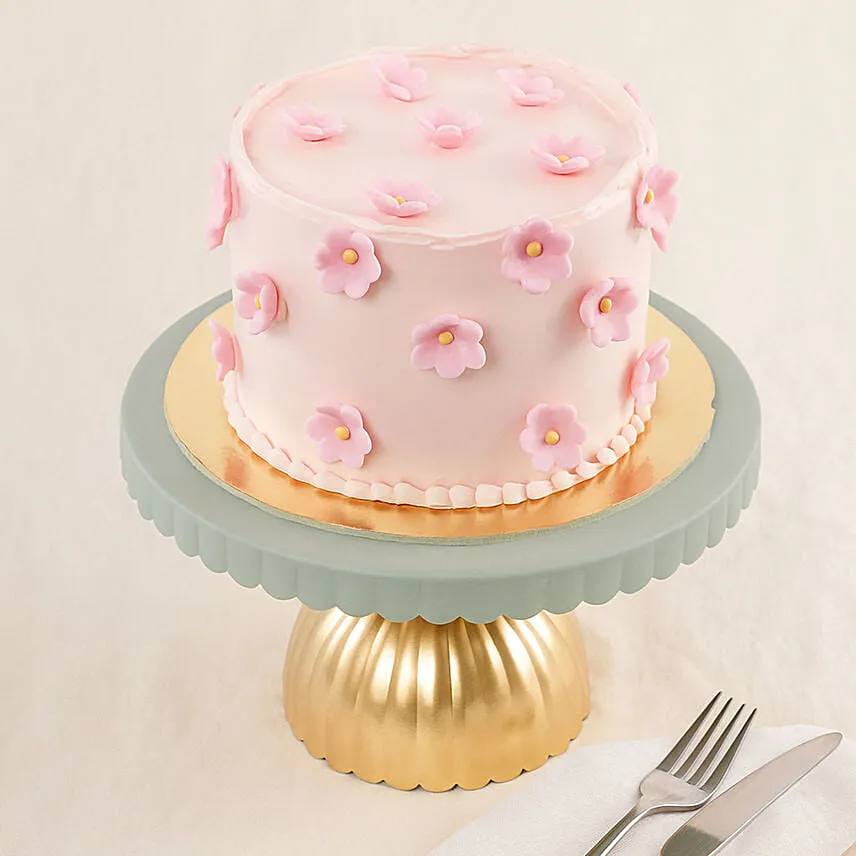 Pink Flowers Celebration Cake Strawberry